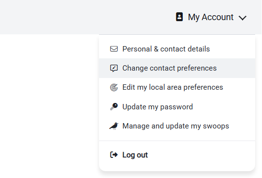 Changes to my account menu