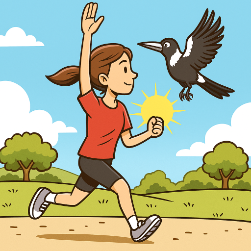 Person raising hand to warn off a swooping magpie